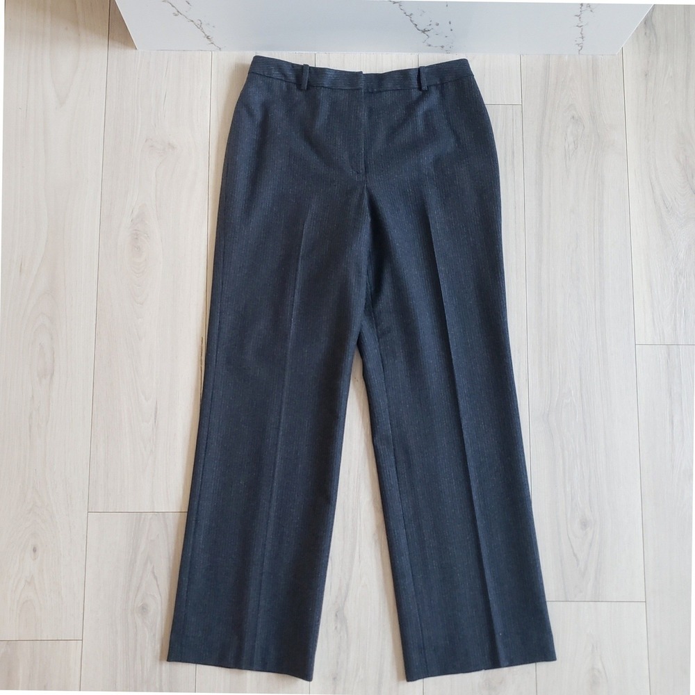 Brooks Brothers Pants Womens 14 Pinstripe Wool Wide Leg Trousers Career